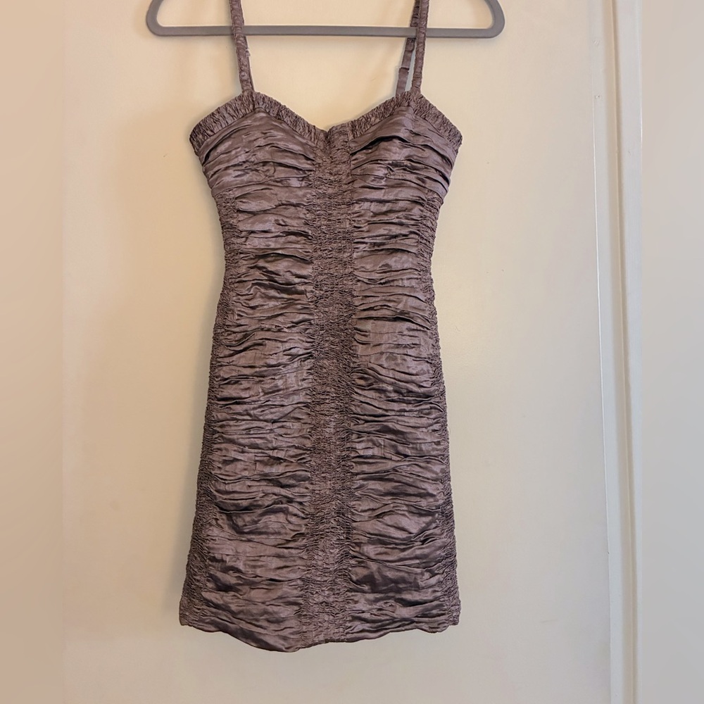 BCBG Max Azria Ruched Mini Dress in Mauve